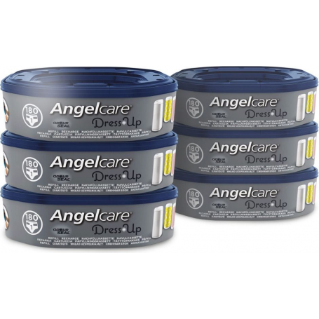 Lot de 6 recharges octogonale pour poubelle à couches Dress Up Angelcare -  Poubelle à couches et recharges Angelcare 400302 - Bébéluga