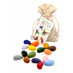 Sachet de 16 Crayon Rocks dans son sachet de transport en coton écru